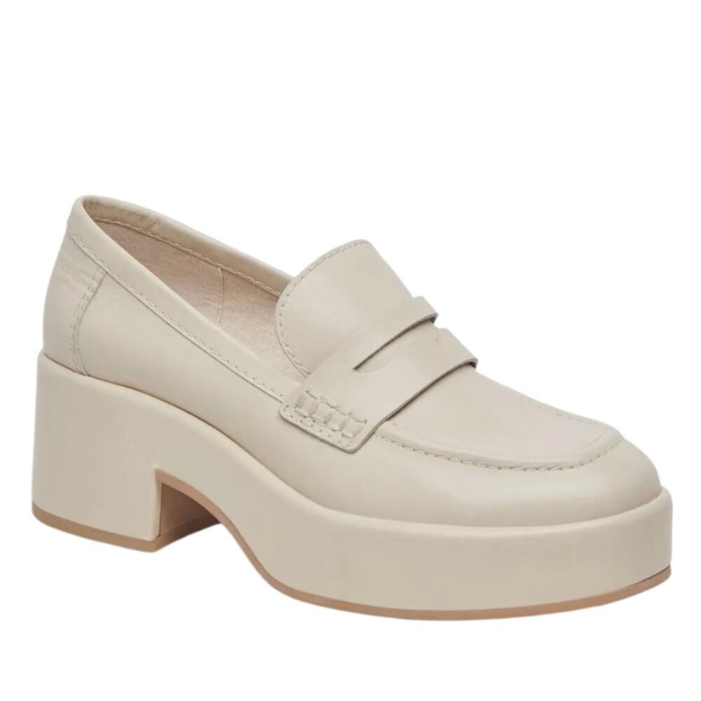 Dolce Vita Yanni Leather Loafers Womens 8 Platform Ivory